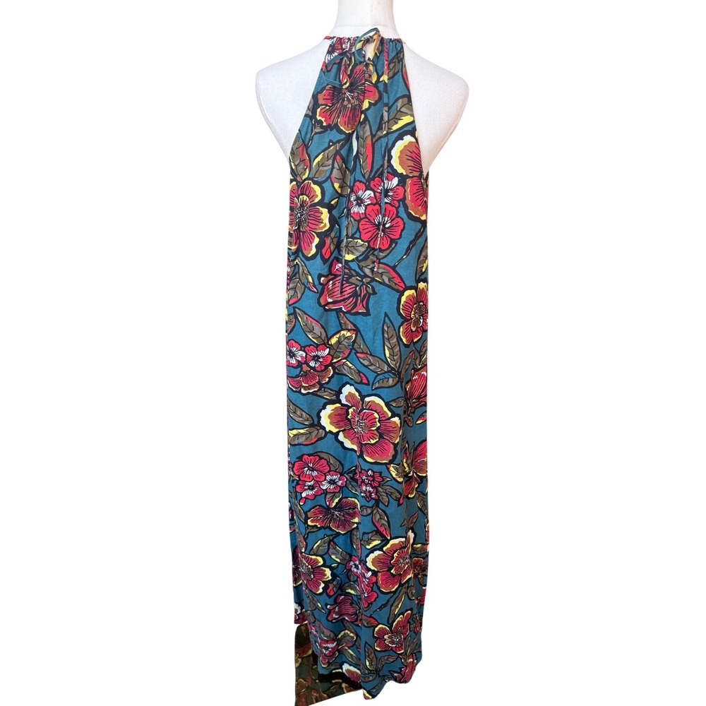 Loft Linen Floral Beachy Maxi Dress Size S Flowy Bright Tropical Resort Vacay - Picture 7 of 11